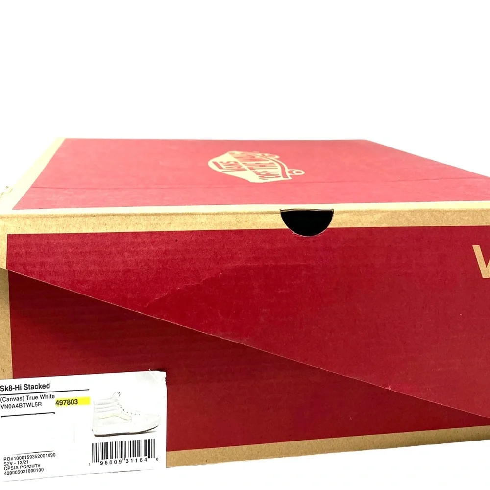 VANS Sk8-Hi Stacked Sneakers Women Size Platform Shoes White Canvas VN0A4BTWL5L - Picture 7 of 8